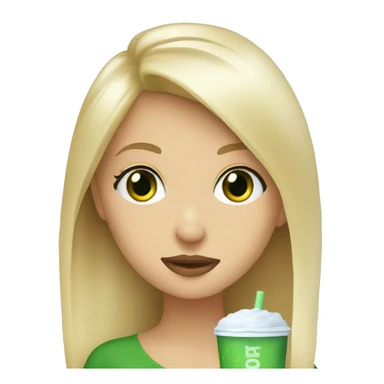 blondie girl with green eyes drinking ice coffee  sticker