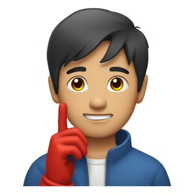 Asian Boy wearing red gloves sticker