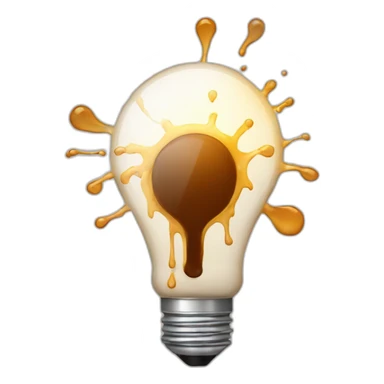 light bulb icon, with coffee splashes around sticker