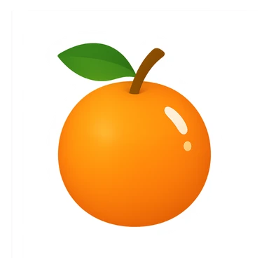 shiny orange fruit icon, vibrant, reflective, simple background sticker