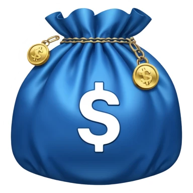blue coins inside a money bag  sticker