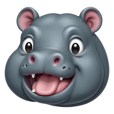 Cinematic Cute Yawning Hippo Portrait Emoji, Head tilted slightly with a dramatic, wide-open yawn, showcasing a soft, smooth slate-gray hide with gently drooping ears, round eyes barely open in drowsy contentment, Simplified yet irresistibly adorable features, highly detailed, glowing with a soft, cozy glow, high shine, relaxed yet expressive, stylized with a touch of aquatic charm, bright and endearing, soft glowing outline, capturing the essence of a sleepy yet affectionate hippo, so drowsy it feels like it could stretch out of the screen and curl up for a nap! sticker