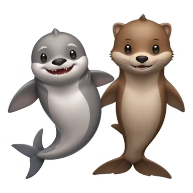 Cute shark next to a cute otter  sticker