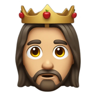 Jesus with a thorn crown, worried face, in the style of an apple Memoji  sticker