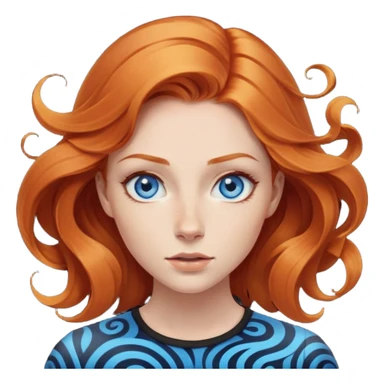 scream female ginger hair blue eyes middle of face turning in to a black swirling vortex sticker