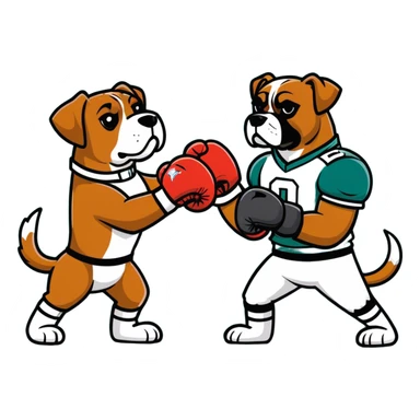 Dogs boxing with Philadelphia eagles quarterback  sticker
