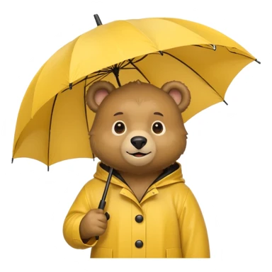 Bear with umbrella, wearing rain coat sticker