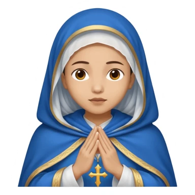 Nossa senhora das graças com aura manto azul e vel branco, com mãos postas sticker