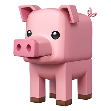 minecraft pig full body pink blocky animal square head square body sticker