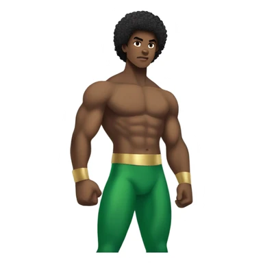 shirtless Muscular Afro teenage boy standing in a green superhero as prince Namor. sticker