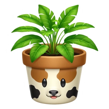Cowprint pot with plant sticker