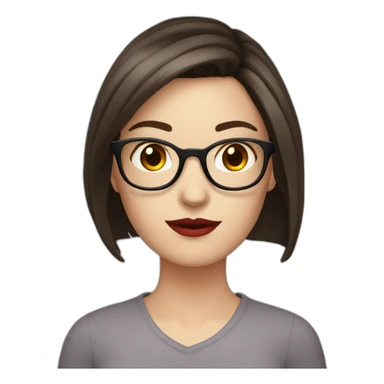 white girl with dark brown hair with red rimmed glasses sticker