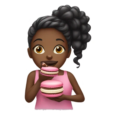 black girl eating macaron sticker