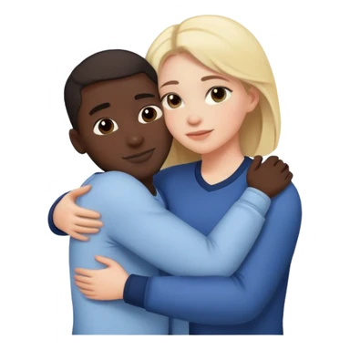 white female and black male hugging sticker