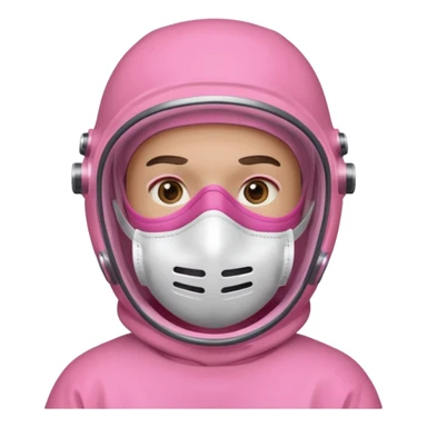 man in pink protection clothes with full-faced pink mask covered whole face sticker