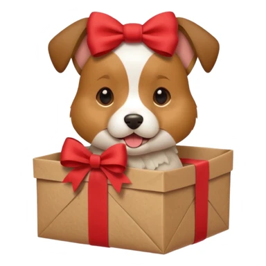 Dog in wrapped paper new yaer sticker