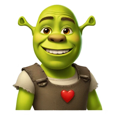 shrek shows a heart sticker