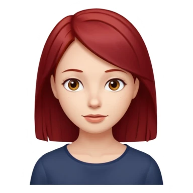 woman with straight dark red hair thin face cute sticker