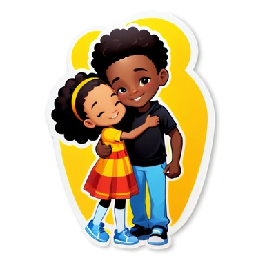 lightsking boy and black girl hugging  sticker