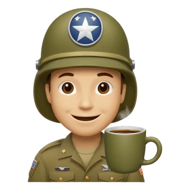 Tassae de cafe anthropomorphe style soldat americain ww2 sticker