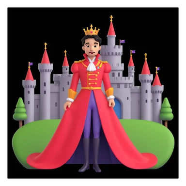prince in red dress, royal castle background sticker