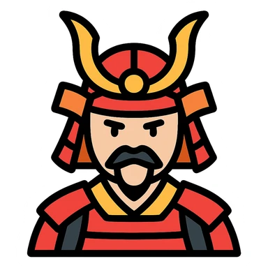 color outline icon of a Japanese samurai warrior sticker