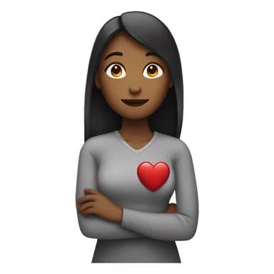 women holding a heart sticker