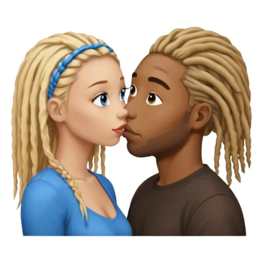 Black with dreads guy kissing a blonde hair blue eyed girl sticker