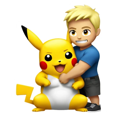pikachu hugging a white bodybuilder sticker