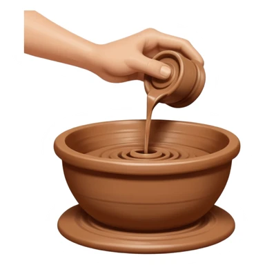 Realistic image of a potter's wheel in action, shaping wet clay into graceful shapes, water splashing gently sticker