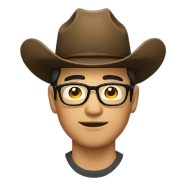 asian-man-wearing-glasses-big-cowboy-hat sticker