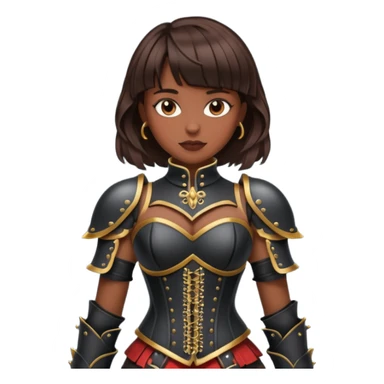 dark skinned with bangs brunette woman with corset armour sticker