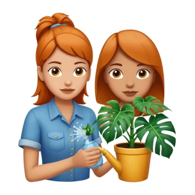 woman watering her monstera plant sticker