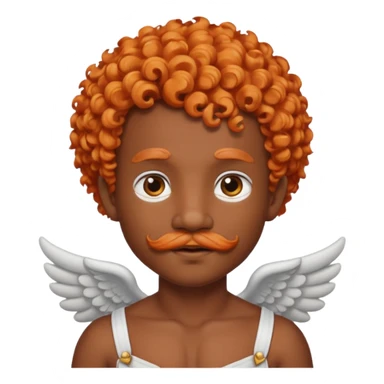 Black cupid with orange hair and mustache sticker