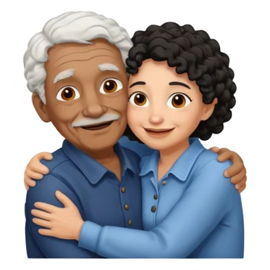 Old man hugging brown skin curly hair woman sticker
