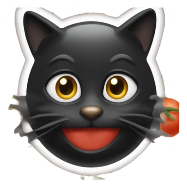 black cat food tomato sticker