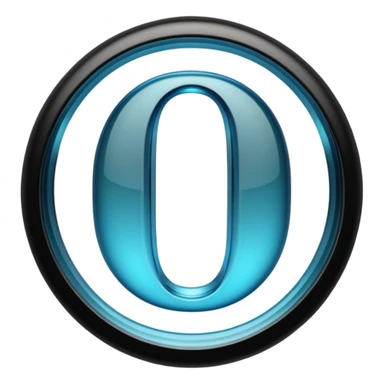 Photo of a 3d made of glass letter "О", black solid background, symmetrical sticker