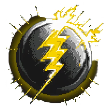 Glowing yellow orb with speed lines, color #eab308 with lighter glow, motion lines, lightning bolt symbol, dynamic energetic appearance sticker