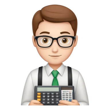 accountant with calculator and spreadsheet sticker