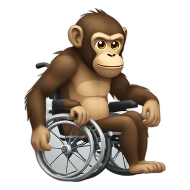 angry monke with small ferocious eyes cute wheelchair sticker