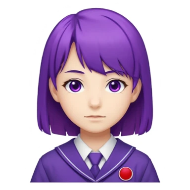 a high school student, student council president, purple hair, purple eyes, wearing a typical Japanese school uniform sticker