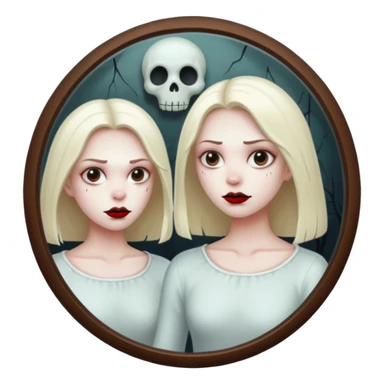 Spooky killer on mirror behind woman sticker