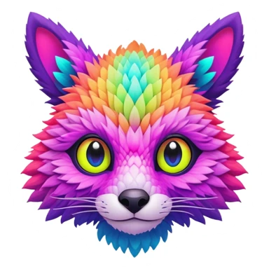 lush warm-colored modern colorful neon-colored Fakémon-Trico-creature sticker