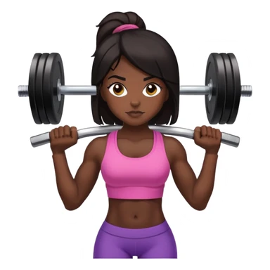 black dark girl tied dark hair lifting weights gym sticker