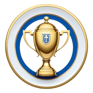 gold football plate with blue accents, inspired by Israeli Premier League trophy sticker