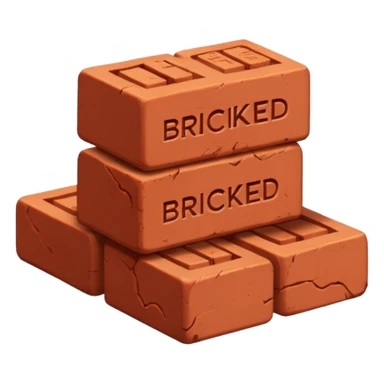 Two red bricks stacked on top of each other with the phrase “Bricked Up” them sticker