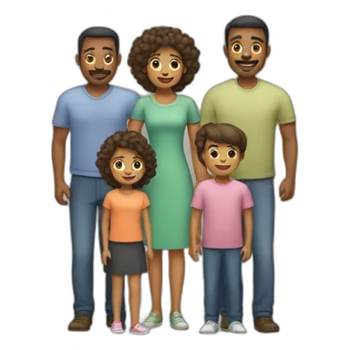 father, mother with children sticker