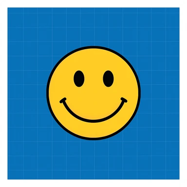 Frame 7: Background is mostly blue, only a little gradient left, grid lines mostly drawn, smiley face unchanged sticker