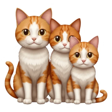 3 sibling cats all different natural colours; 1 is ginger and white, the next is brown tabby and white and the third is a calico sticker