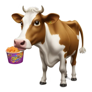 Cow eating fruit loops  sticker
